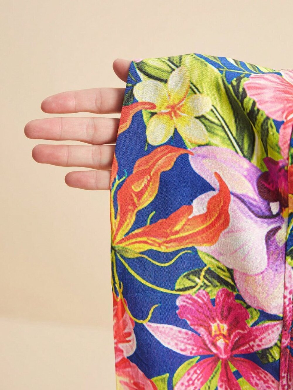 Blue Boho Women's Elegant Tropical Floral Full-Print Vacation Dress - Picture 8 of 8